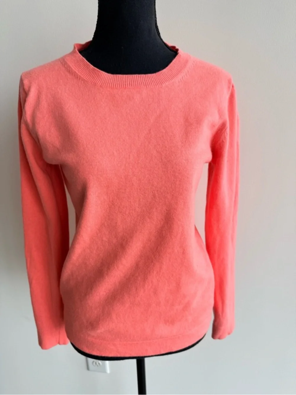 J.Crew Wool Blend Crew Neck Sweater Coral Peach Pink Long Sleeve